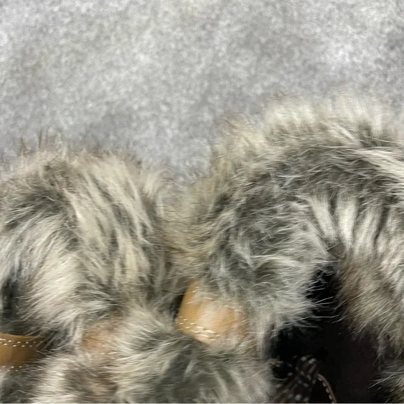 LONDON FOG BROWN LEATHER MID CALF BOOTS FAUX FUR LACE UP CHUNKY Y2K
Size UK 6 - Picture 7 of 8